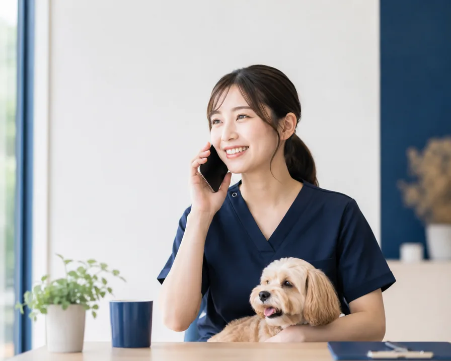 A certified veterinary nurse kindly answering a question over the phone